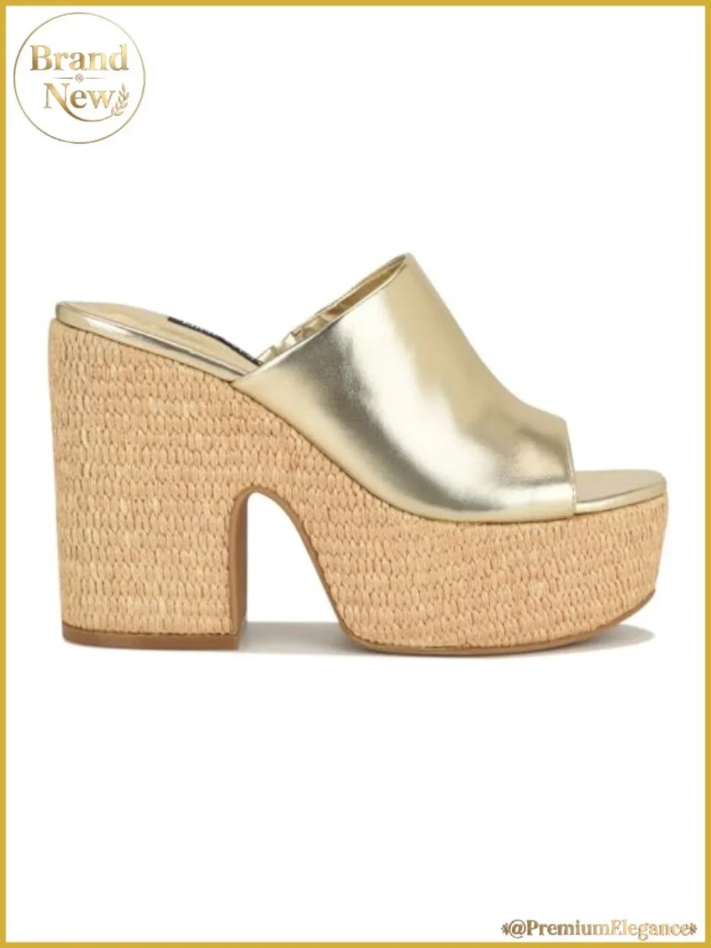 Platform Sandal Open Toe Slingback Slip On Faux Leather 4.72